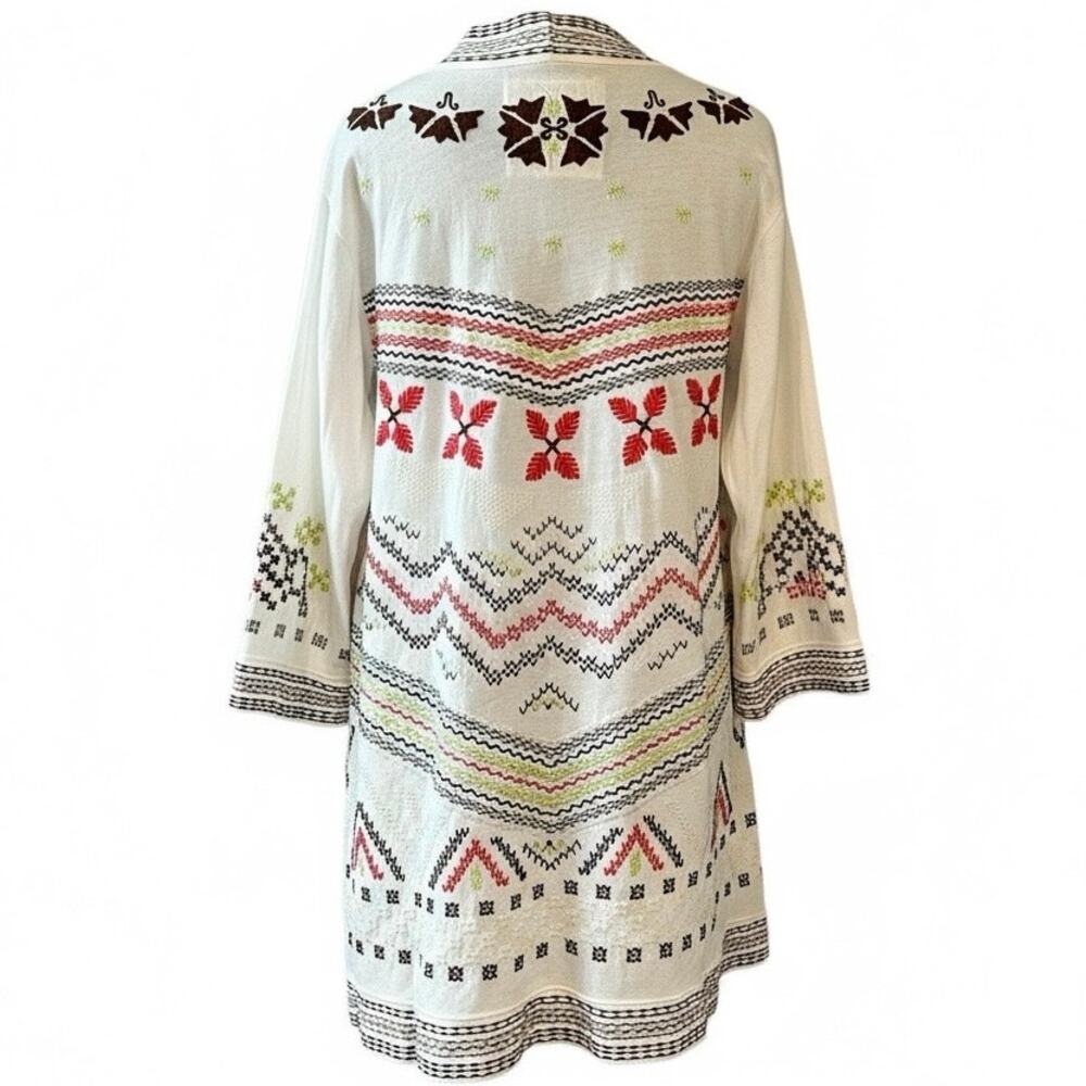 Johnny Was Los Angeles Embroidered Boho Kimono Cardigan Women M | White - Picture 3 of 8